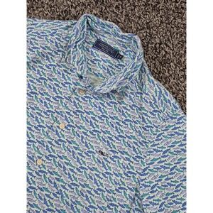 Vineyard Vines‎ All Over Print Fish Short Sleeve Button Down Mens Medium